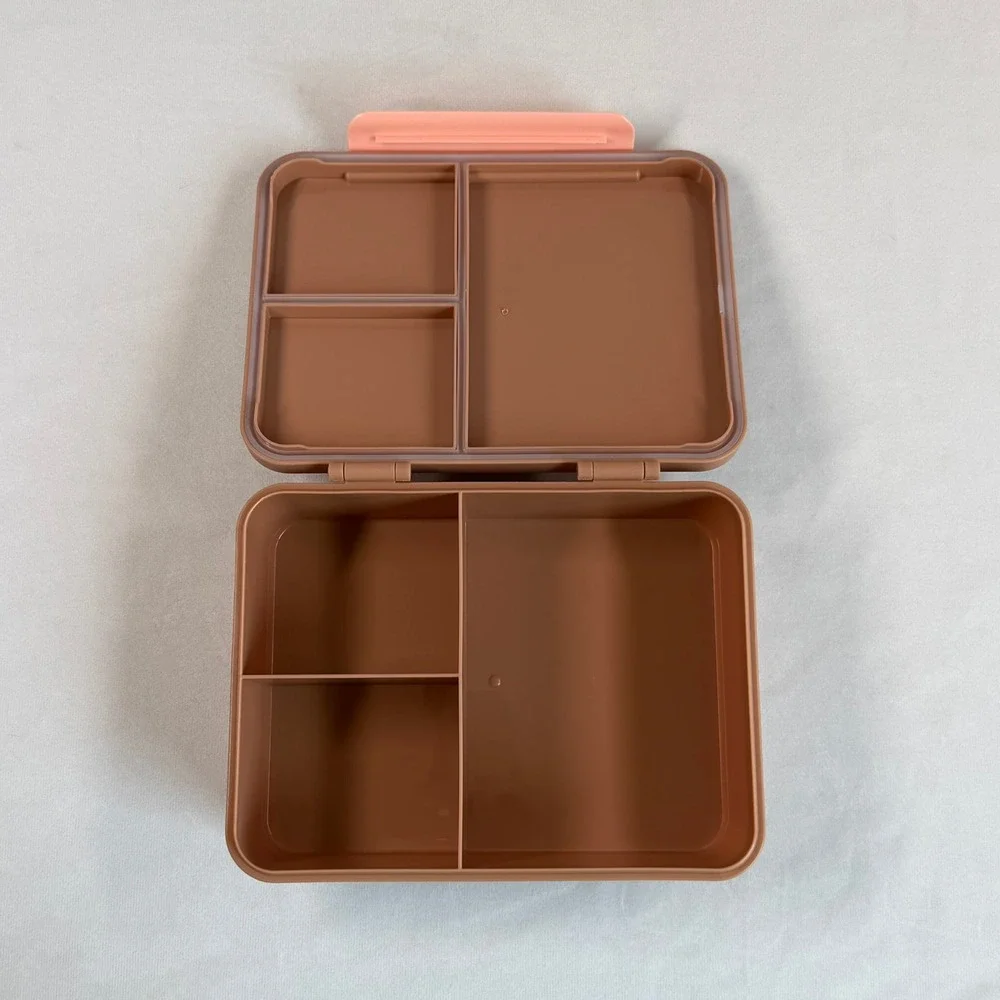 Cat & Jack Bento Box Leopard Print Brown Peach Divided Lunch Container